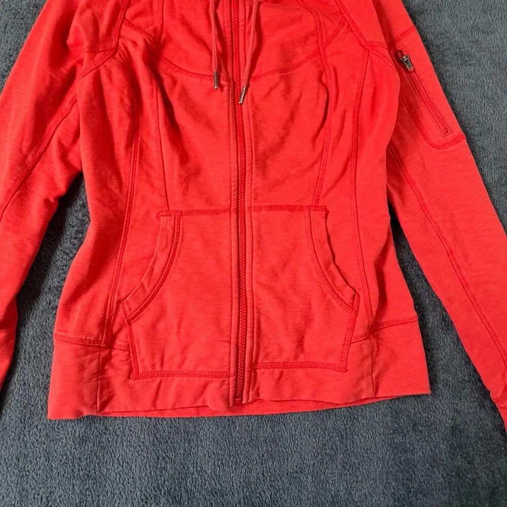 Athleta Hoodie XS Orange Full Zip Thumbhole Jacket Yoga Running Athletic Active - Picture 10 of 13